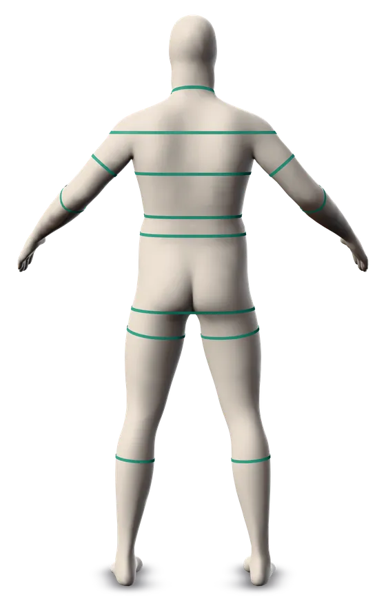 The male base figure from behind, with every tape level all the way round.